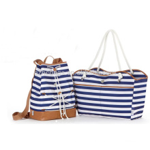 black and white Large Stripe Nautical Patriotic beach bag tote HCBC0002